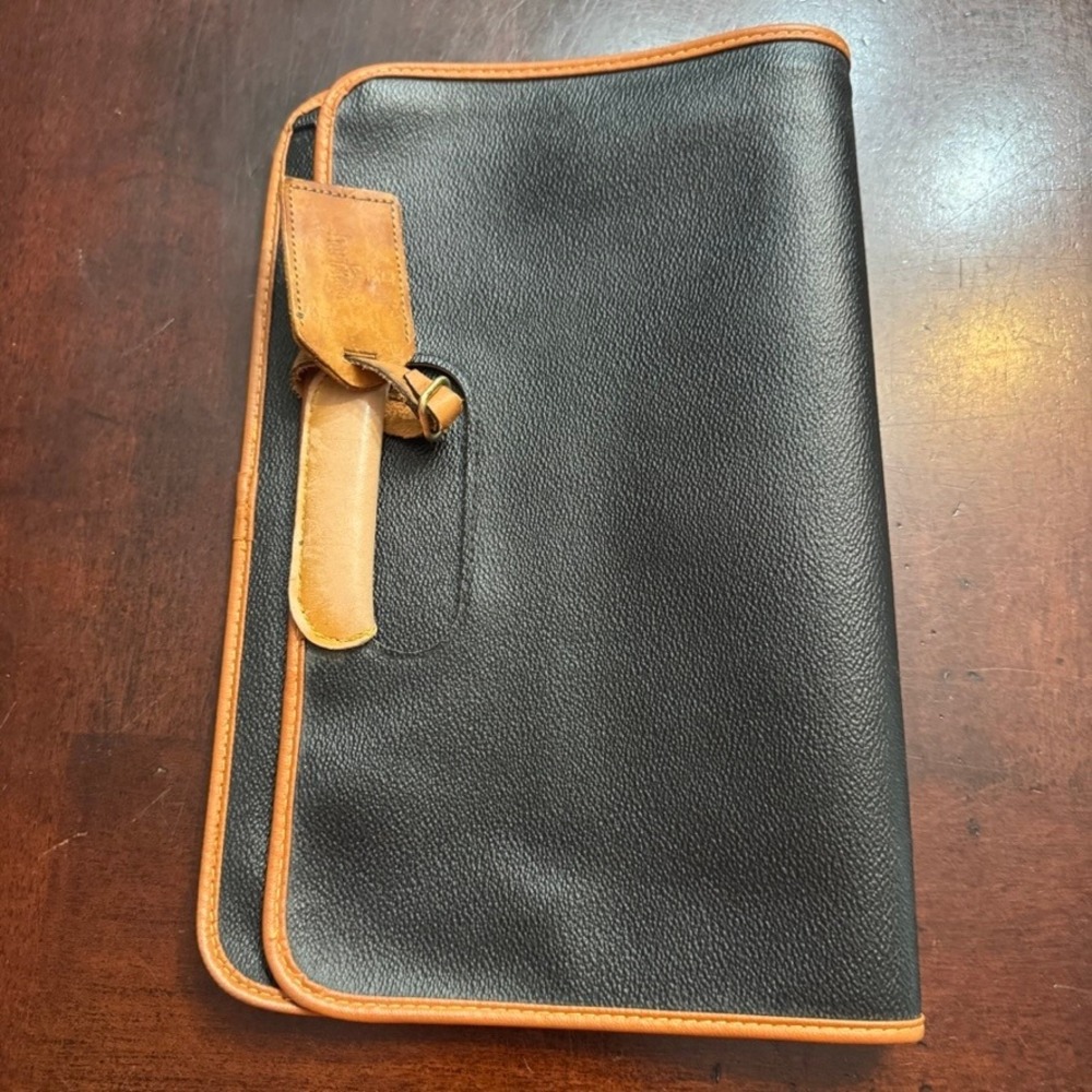 Hartmann I Santi Vintage Black Leather Portfolio Case Document Bag Made in Italy